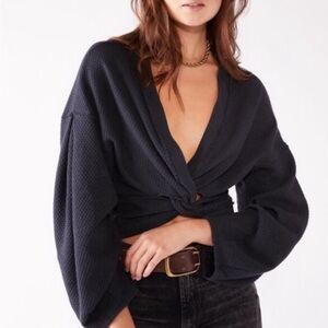 Free People Black Knotted Women's Sweater